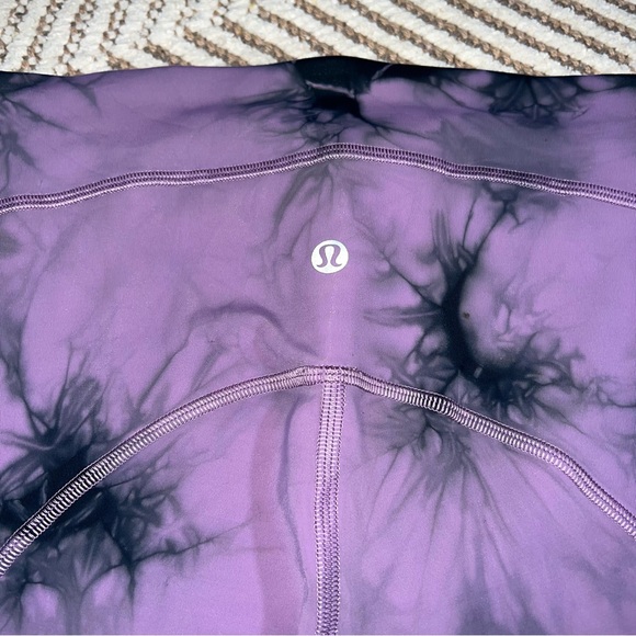 Lululemon Power Thru High Rise Altered to Biker Shorts Tie Dye Wisteria Purple - Picture 8 of 13